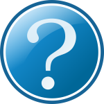 A blue circle similar to the WordPress logo with a question mark inside of it